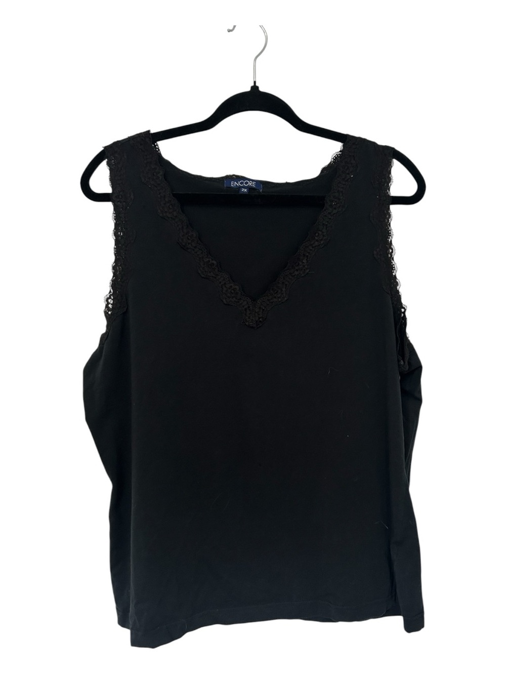 Encore Black Lace V-Neck Tank Top